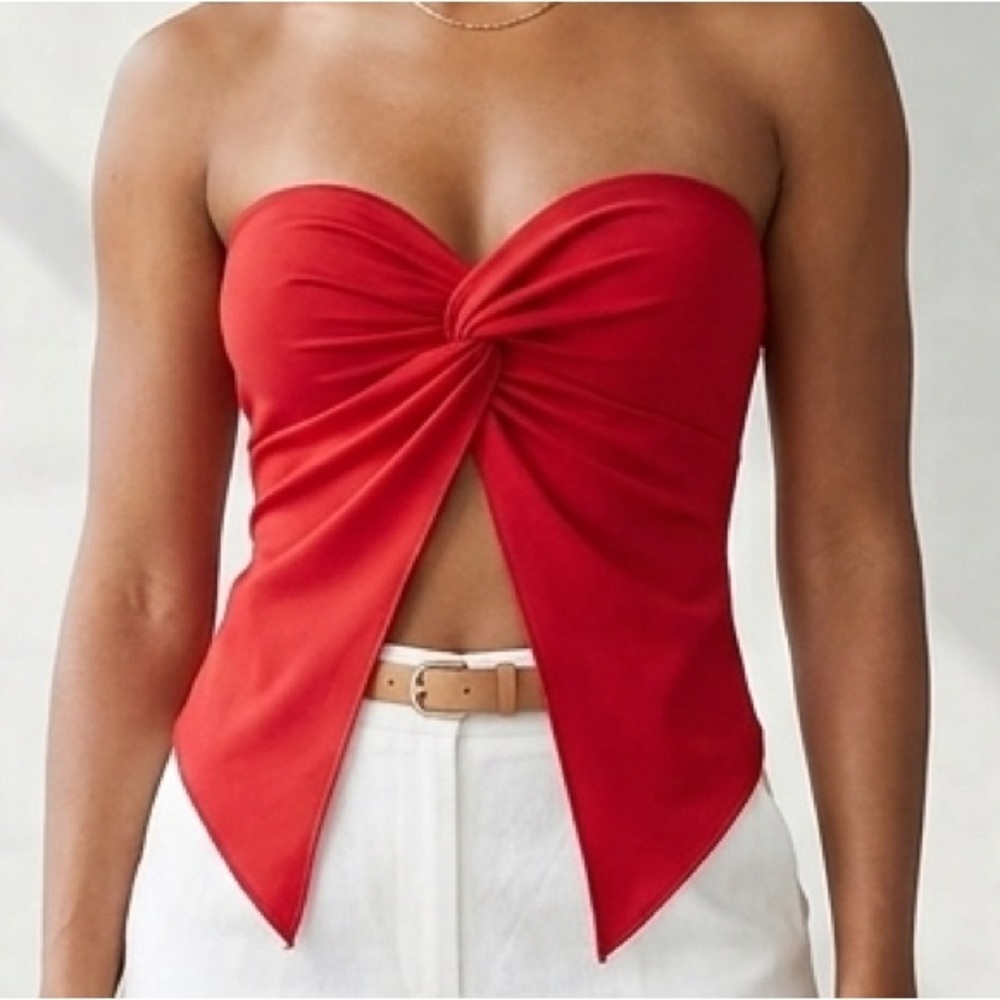 Red Strapless Twist Top Size S Preowned